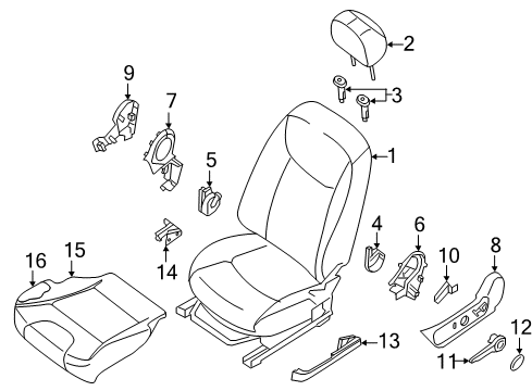 2015 Nissan Sentra Driver Seat Components Cover-Hinge, Front Cushion Diagram for 873163SA0A