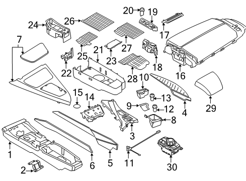 2014 BMW M6 Console Center Console Storing Partition Diagram for 51169217613