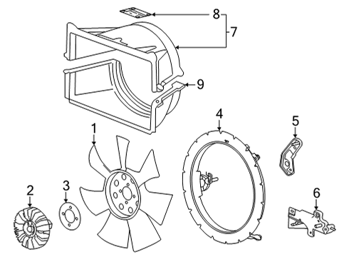Cooling Fan Rear Shroud Upper Bracket Diagram for 84182182