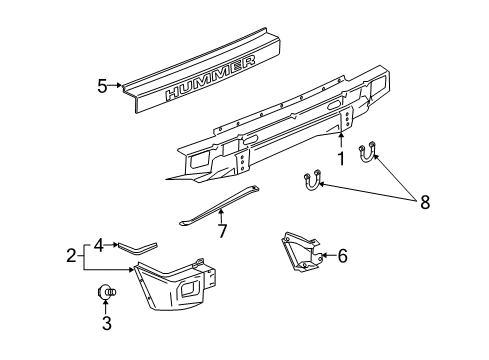 2009 Hummer H2 Rear Bumper Bumper Cover Diagram for 89026784