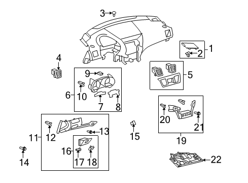 2008 Toyota Highlander Cluster & Switches, Instrument Panel Defroster Nozzle Hole Cover Diagram for 5553848010