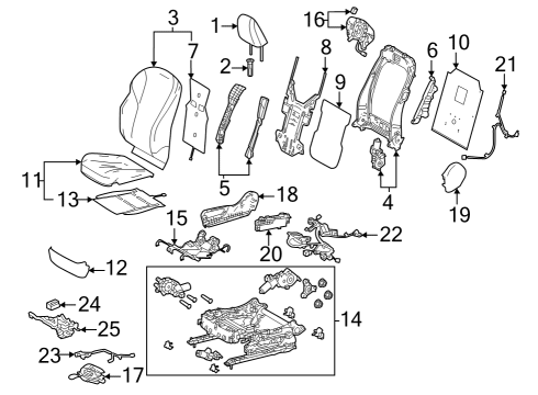 Passenger Seat Components Bracket, Front Seat Back Diagram for 7116411010
