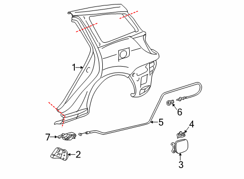 2008 Pontiac Vibe Quarter Panel & Components Spring, Fuel Tank Filler Door Diagram for 88970516