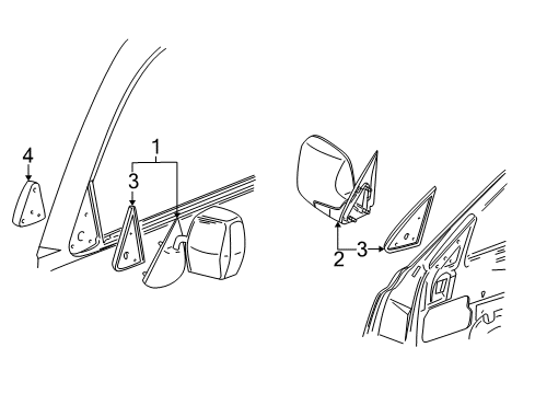 2000 Chevrolet Suburban 2500 Outside Mirrors Mirror Asm-Outside Rear View *Marked Print Diagram for 15048182