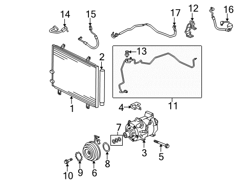 2012 Lexus ES350 Air Conditioner Tube Sub-Assembly, Suction Diagram for 8870733100