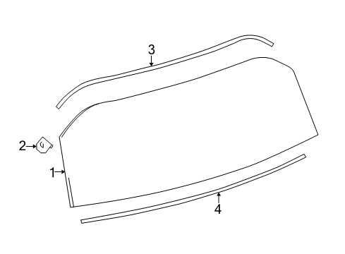 2018 Toyota Prius C Lift Gate - Glass & Hardware Lift Gate Glass Clip Diagram for 6482852100