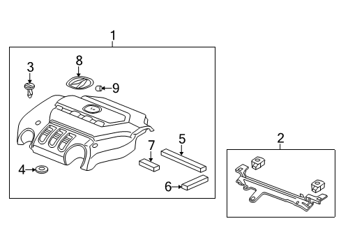 2012 Acura RL Engine Appearance Cover Emblem (A) Diagram for 17125RKGA00