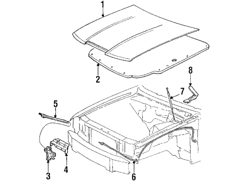 1990 Mercury Cougar Hood & Components Release Cable Diagram for E9SZ16916A