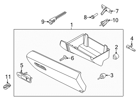 2015 Lincoln MKS Glove Box Glove Box Assembly Bumper Diagram for N807655S