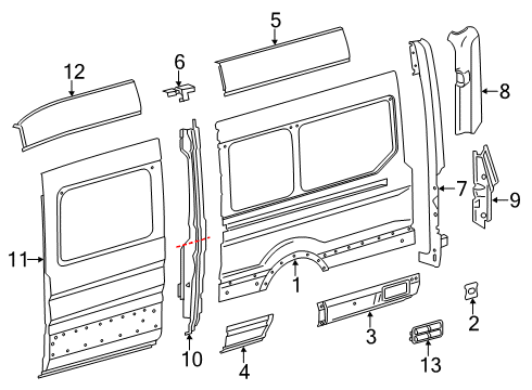 2015 Ford Transit-250 Side Panel & Components Rear Panel Lower Reinforcement Diagram for YC1Z6127970A