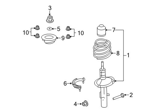2009 Mercury Sable Struts & Components - Front Strut Lower Bolt Diagram for W710396S439