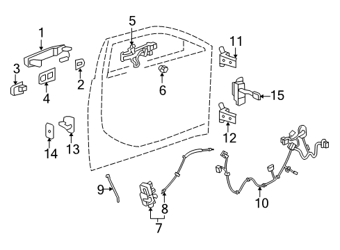 2010 Cadillac CTS Front Door - Lock & Hardware Handle, Outside Diagram for 20869088