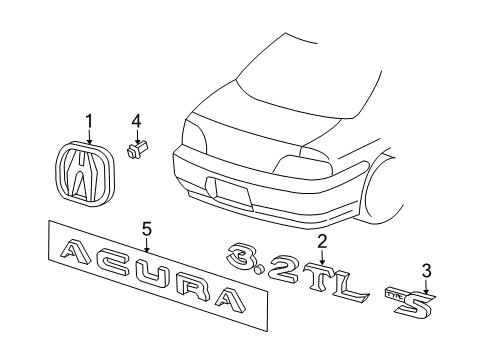 2002 Acura TL Exterior Trim - Trunk Lid Emblem (Type S) Diagram for 75731S3MA10