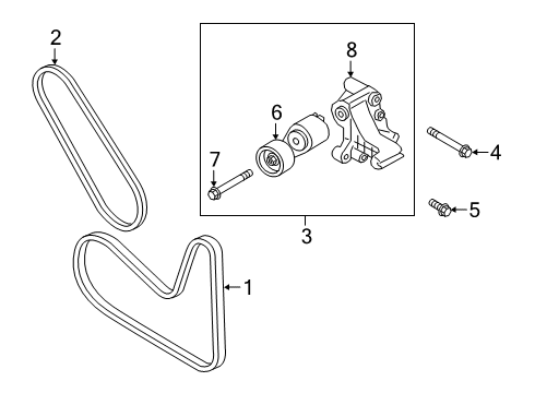 2021 Genesis G70 Belts & Pulleys Ribbed V Belt Diagram for 252122CTA0