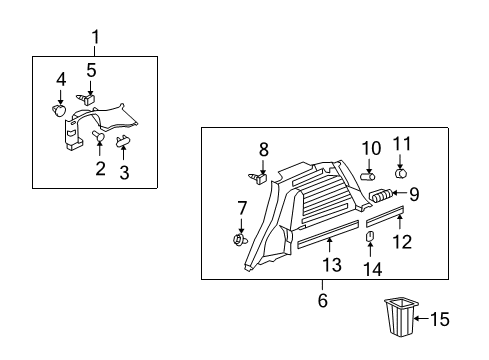 2009 Saturn Vue Interior Trim - Quarter Panels Molding, Quarter Window Garnish Diagram for 96834854