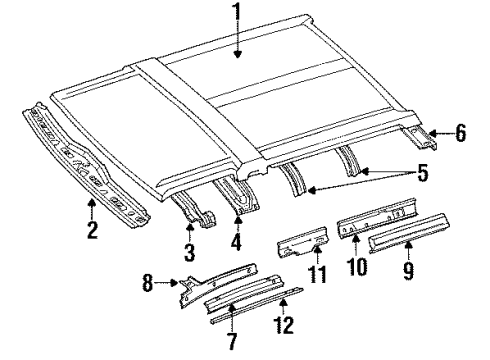 1990 Nissan Pathfinder Roof & Components WEATHERSTRIP-Roof Drip, R Diagram for 7684201G11