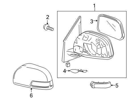 2011 Toyota RAV4 Outside Mirrors Mirror Assembly Bolt Diagram for 90163A0003