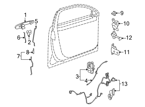 2011 Buick Lucerne Front Door - Lock & Hardware Front Side Door Lock Assembly Diagram for 22742883
