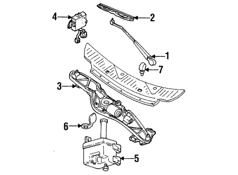 1994 Mercury Villager Wiper & Washer Components Reservoir Cap Diagram for F3XY17632A