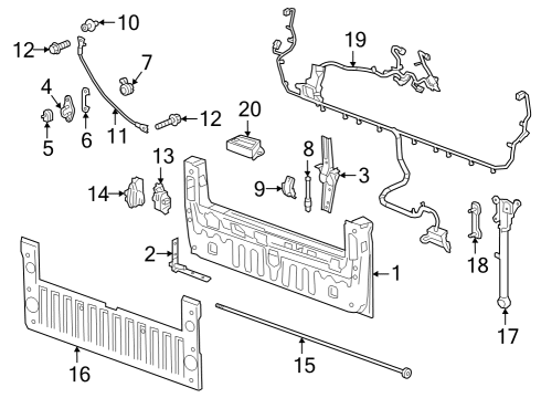 2019 Chevrolet Silverado 1500 LD Tail Gate Handle Bracket Diagram for 84338560