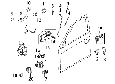 2005 BMW X3 Front Door - Lock & Hardware Front Door Brake Gasket Diagram for 51218208647
