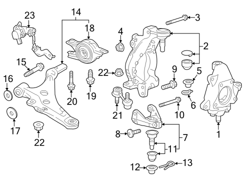 Front Suspension, Lower Control Arm, Upper Control Arm, Stabilizer Bar, Suspension Components Pin, Split (M14) Diagram for 90701S3VA01