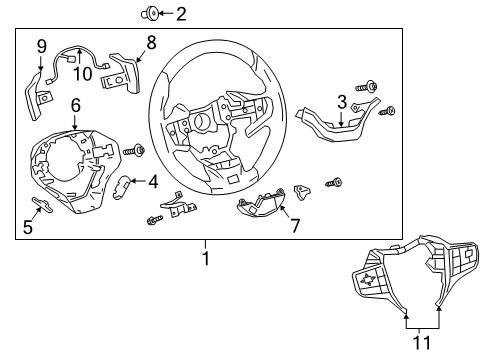2021 Lexus UX250h Steering Column & Wheel, Steering Gear & Linkage Steering Wheel Assembly Diagram for 4510076190C0