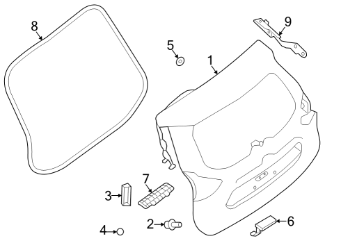2015 Nissan Rogue Gate & Hardware Hinge Assy-Back Door, RH Diagram for 904004BA0A