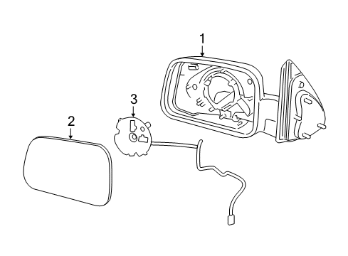 2006 Chevrolet HHR Mirrors Mirror Asm-Outside Rear View (LH) *Pearl Chromem Diagram for 25848555