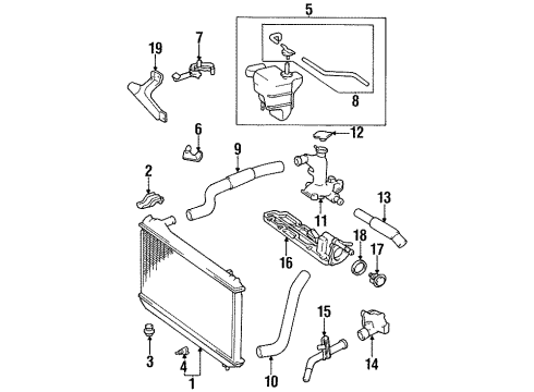 1996 Toyota Avalon Radiator & Components Radiator Assembly Diagram for 164000A022