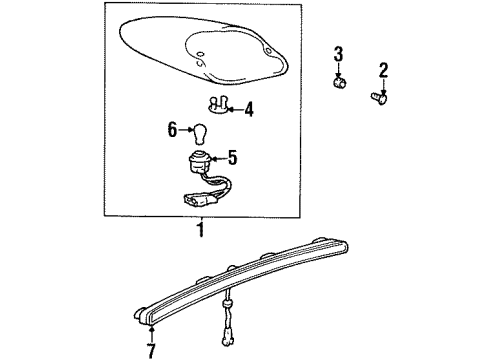 2000 Hyundai Tiburon Bulbs Lamp Assembly-High Mounted Stop Interior Diagram for 9275027500KU