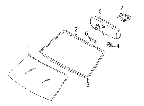 2001 Toyota Tundra Windshield Glass Diagram
