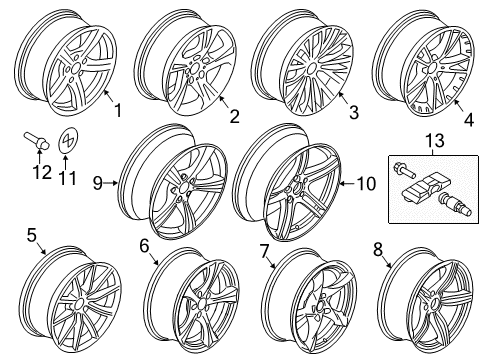 2016 BMW Z4 Wheels Light Alloy Rim Diagram for 36117842136