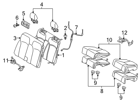 2010 Lexus IS250 Rear Seat Components Pad, Rear Seat Cushion, LH Diagram for 7150453010