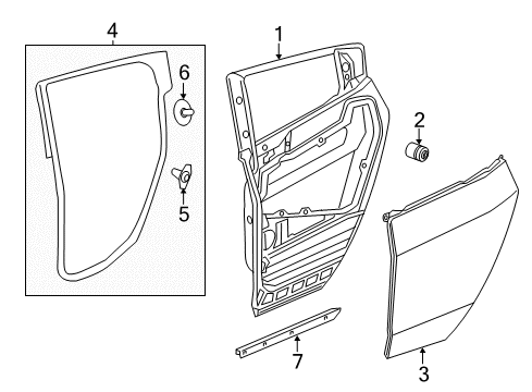 2012 Acura ZDX Rear Door Seal Left Rear Side Sill Diagram for 72867SZNA01