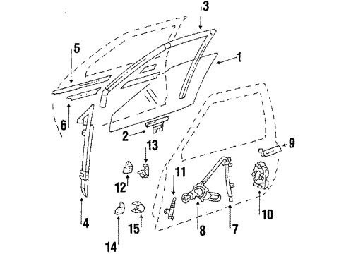 1984 Pontiac Phoenix Front Door - Glass & Hardware Channel, Front Side Door Glass Running Diagram for 20373111