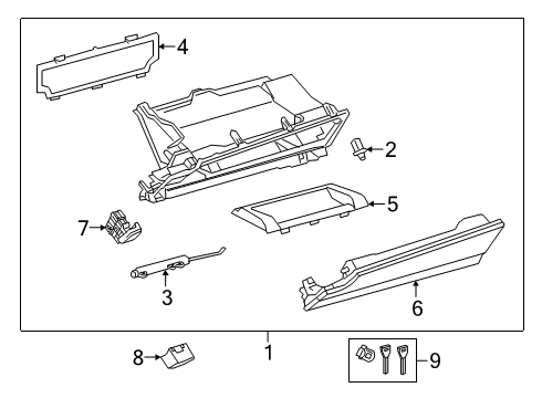 2019 Lexus ES350 Glove Box STOPPER Sub-Assembly, Gl Diagram for 5505433150