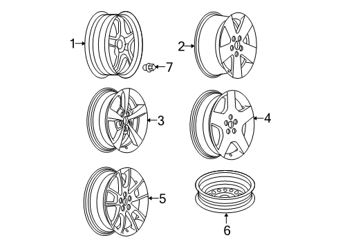2010 Chevrolet Malibu Wheels, Covers & Trim Wheel, Alloy Diagram for 9597750