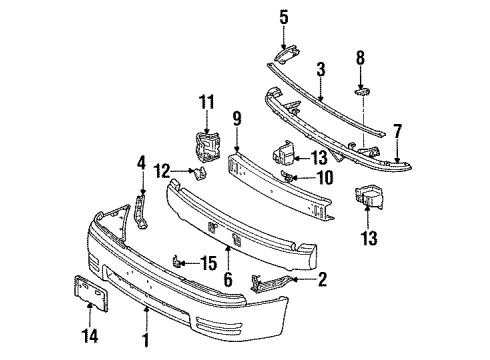 1993 Lexus ES300 Front Bumper Lower Reinforcement Diagram for 5202106012
