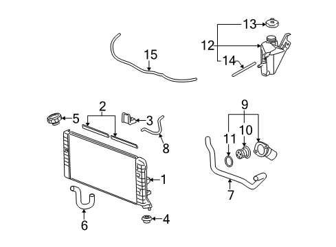 2006 Chevrolet Monte Carlo Radiator & Components Radiator Inlet Hose (Upper) Diagram for 15286588