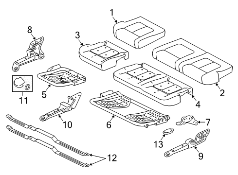 2012 Ford F-350 Super Duty Rear Seat Components Strap Diagram for 9C3Z26600A96A
