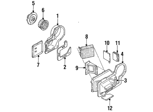 1984 Buick Century A/C Evaporator & Heater Components Case Diagram for 52479875