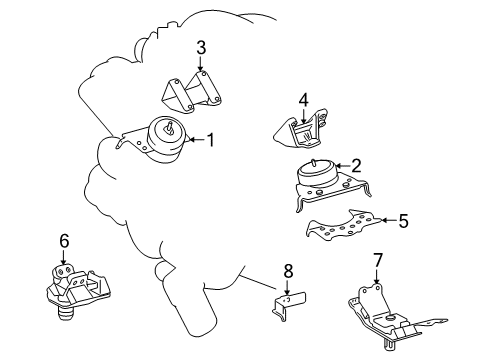 2009 Toyota Sequoia Engine & Trans Mounting Mount Bracket Diagram for 123150F020