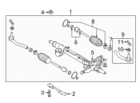 2018 Infiniti Q60 Steering Column & Wheel, Steering Gear & Linkage Power Steering Gear Assembly Diagram for 492004GE4A