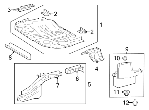 2019 Toyota Corolla Rear Body - Floor & Rails Rear Floor Pan Diagram for 5831112904