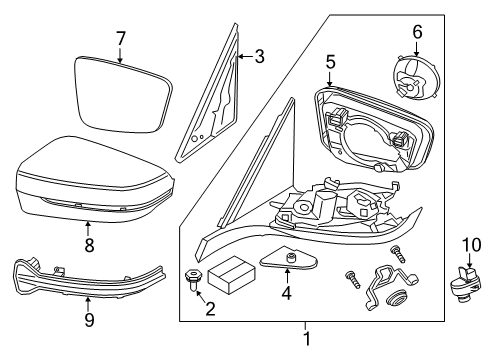 2019 BMW 640i xDrive Gran Turismo Outside Mirrors Passenger Side Mirror Caps Diagram for 51162466670