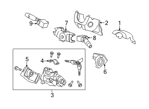 2008 Honda Accord Anti-Theft Components Lock Assy., Steering Diagram for 06351TA0A11