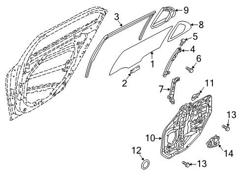 2019 Genesis G90 Rear Door Grip-Rear Door Glass Diagram for 834133T000