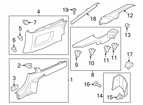 Interior Trim - Quarter Panels Power Mirror Screw Diagram for W716914S307