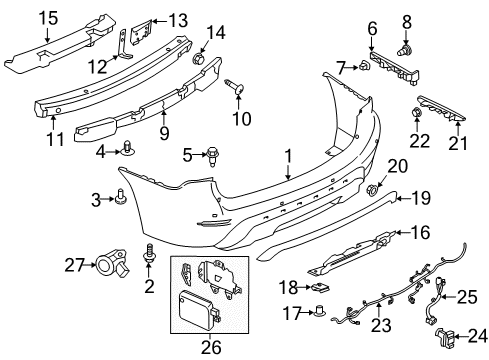 2017 Nissan Pathfinder Rear Bumper Park Sonar Sensor Diagram for 259943SJ0B